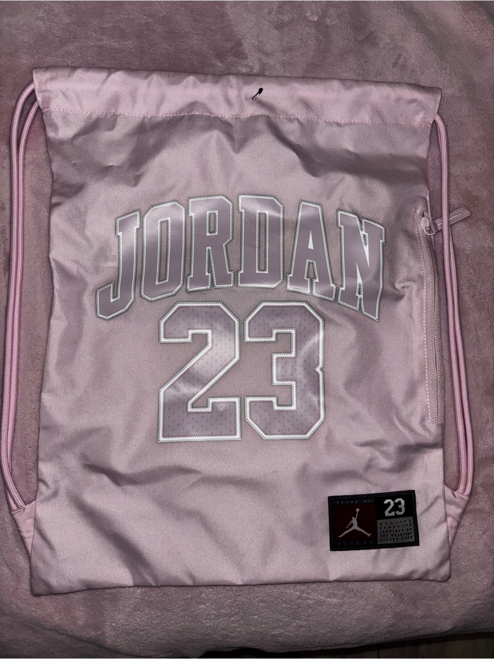 Jordan Light Pink 23 Drawstring Backpack